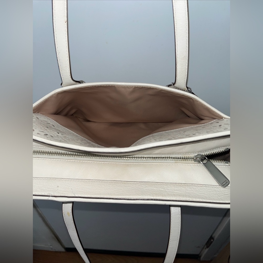 Coach All Leather Taylor Eyelet Shoulder Carryall Handbag tote purse F27391 wht - Picture 10 of 10